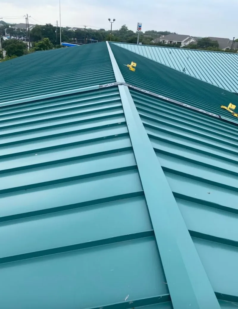 Green commercial metal roof ridge and valley for Metal Roof Repair in American Canyon